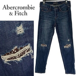 Abercrombie & Fitch, Boyfriend Straight Patch Jean